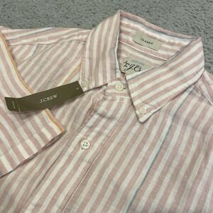 NWT J Crew Baird McNutt Irish Linen Shirt Mens XS White Pink Stripe Button Down